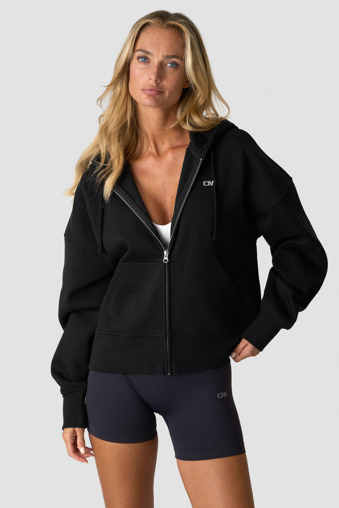 ICIW Everyday Boxy Zipper Hoodie W Black