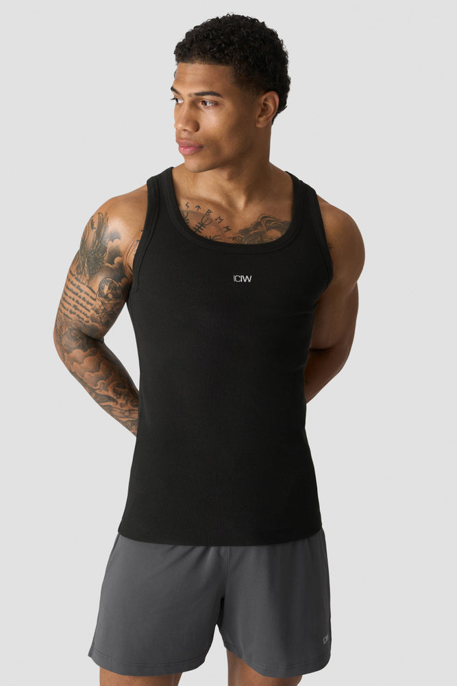 ICIW Grit Ribbed Tank M Black – Ribbat träningslinne för herr i svart