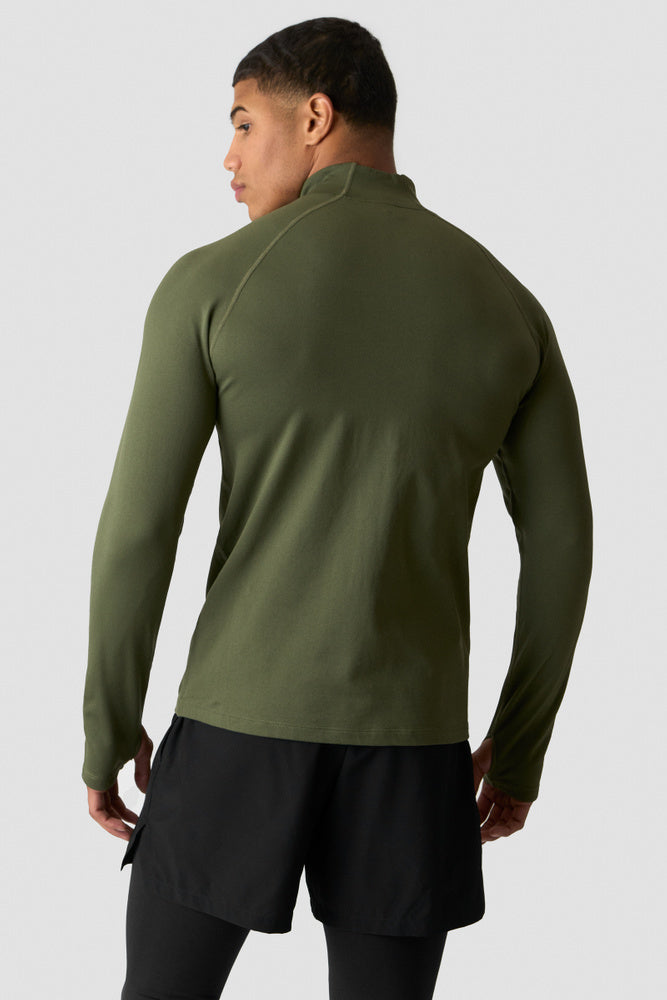 ICIW Essential 1/4 Zip Thermal Seamless Long Sleeve Dark Khaki Green