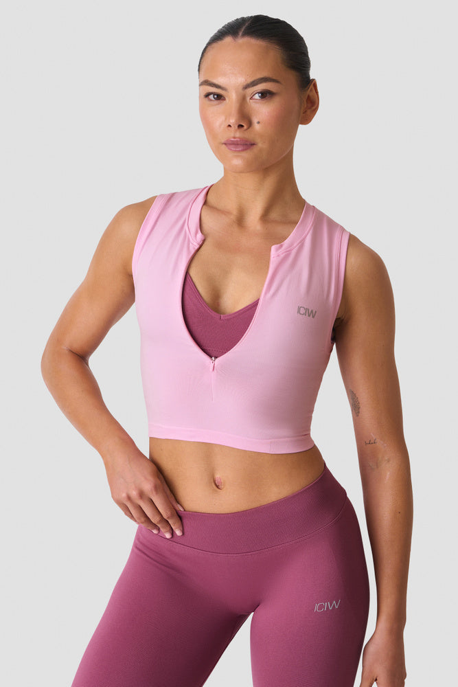ICIW Smooth Seamless 1/2 Zip Tank W Lady Pink
