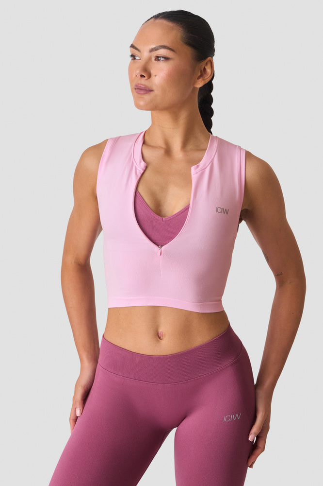 ICIW Smooth Seamless 1/2 Zip Tank W Lady Pink