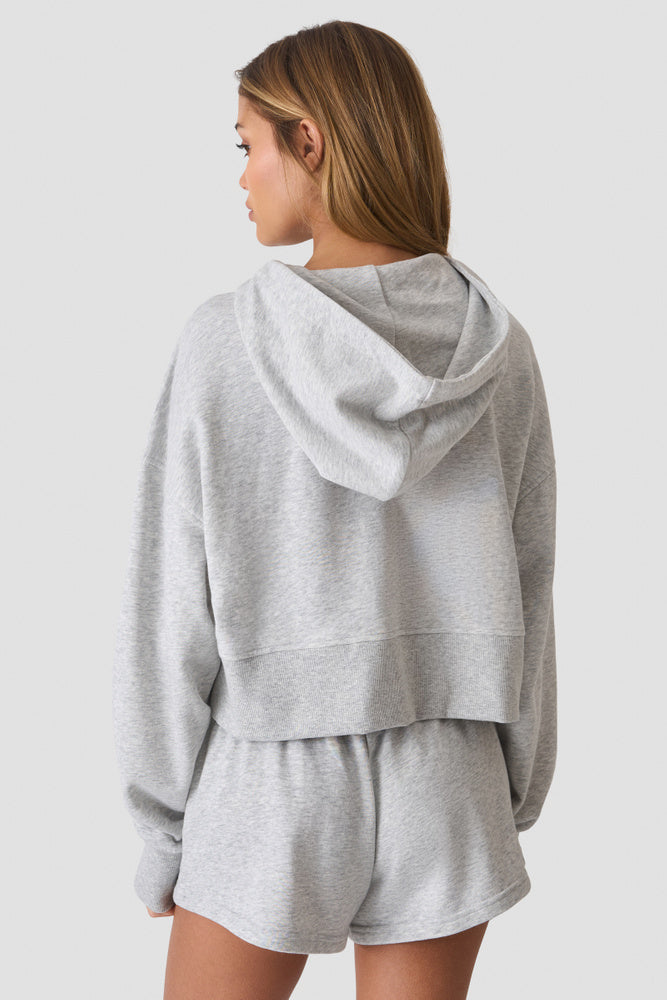 ICIW Everyday Terry Cropped Hoodie W Light Grey Melange