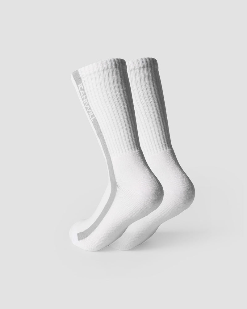ICIW Vertical Striped Socks 2-pack Light Grey Melange – Randiga strumpor i ljusgrå melange