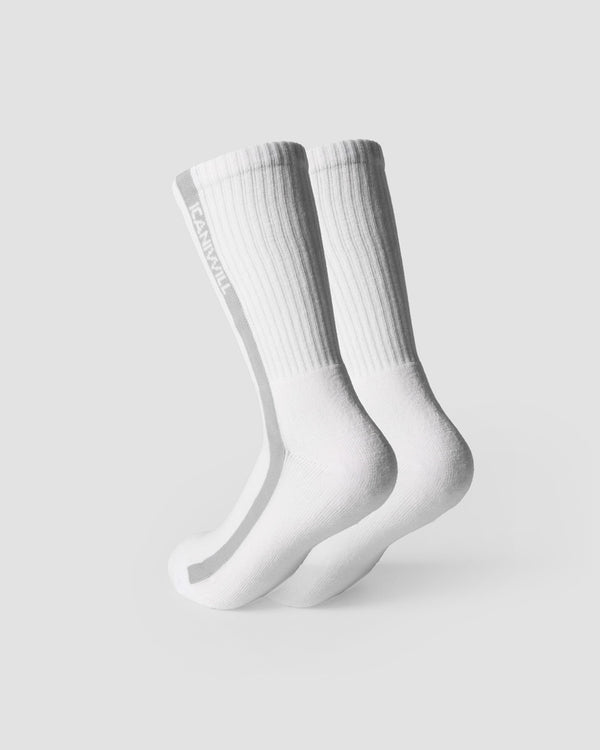 ICIW Vertical Striped Socks 2-pack Light Grey Melange – Randiga strumpor i ljusgrå melange