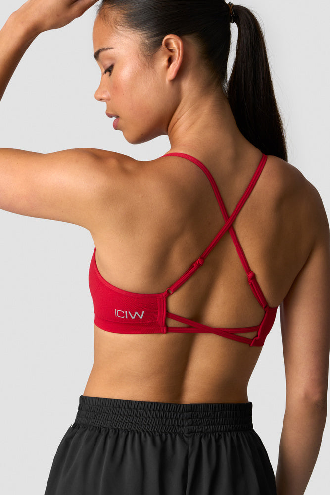 ICIW Smooth Seamless Strappy Sports Bra Red Cherry