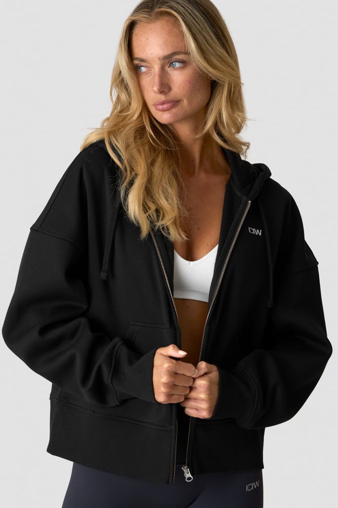 ICIW Everyday Boxy Zipper Hoodie W Black