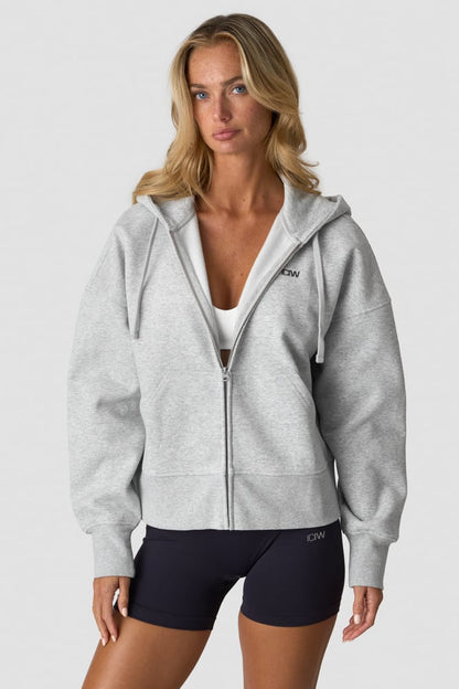 ICIW Everyday Boxy Zipper Hoodie W Light Grey Melange (13830069)