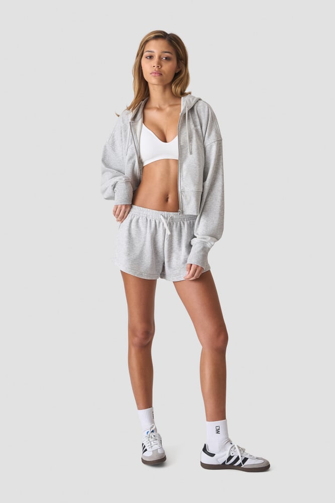 ICIW Everyday Terry Cropped Hoodie W Light Grey Melange
