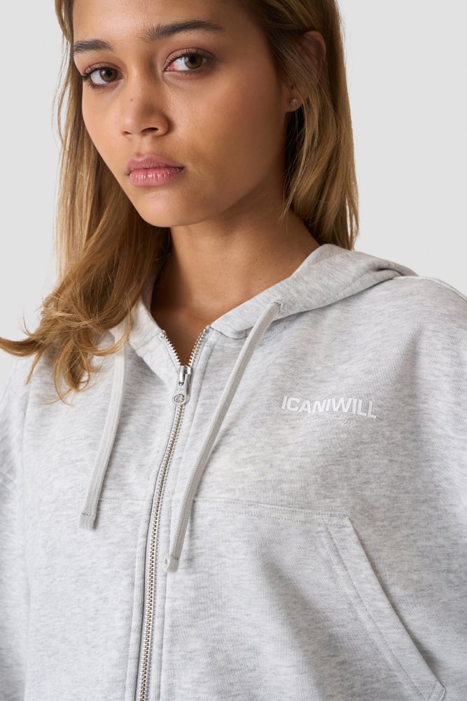 ICIW Everyday Terry Cropped Hoodie W Light Grey Melange
