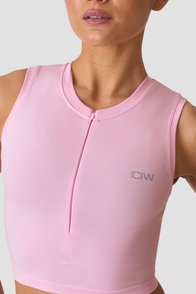 ICIW Smooth Seamless 1/2 Zip Tank W Lady Pink