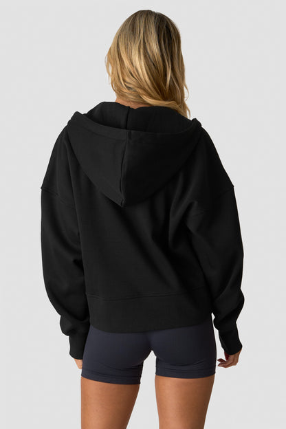 ICIW Everyday Boxy Zipper Hoodie W Black