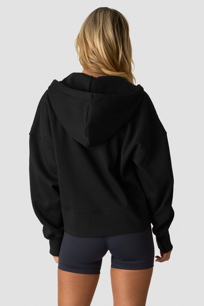 ICIW Everyday Boxy Zipper Hoodie W Black