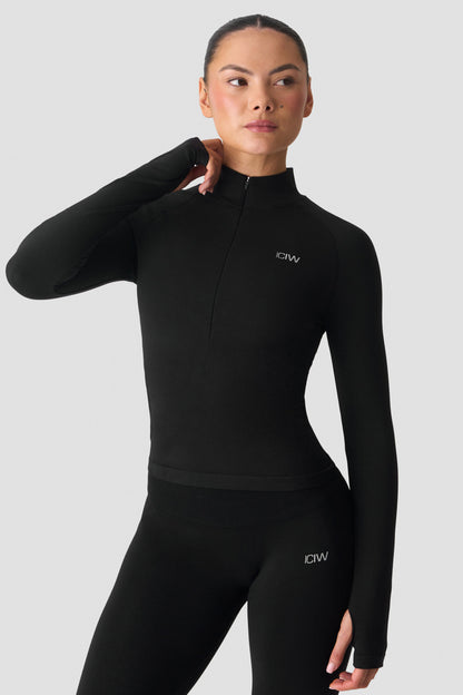 ICIW Smooth Seamless 1/2 Zip  Black