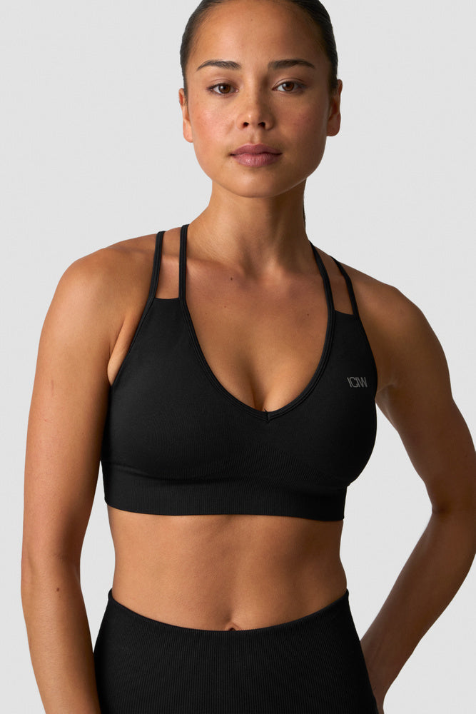ICIW Define Seamless V-neck Sports Bra Black – Sömlös v-ringad sport-bh i svart