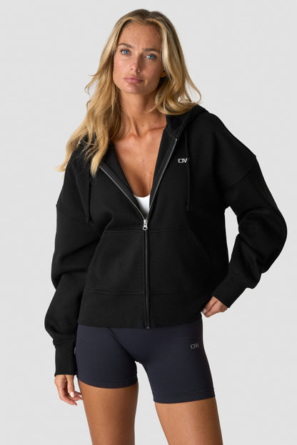 ICIW Everyday Boxy Zipper Hoodie W Black