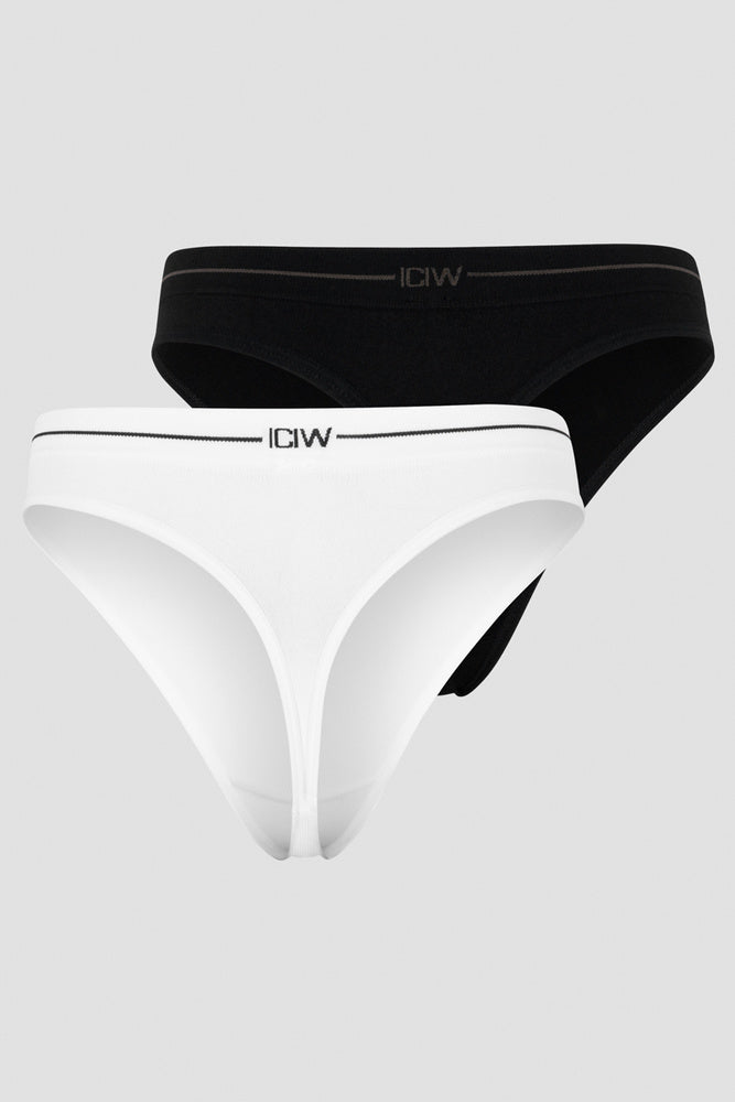 ICIW Everyday Seamless Thong 2-pack Black/White