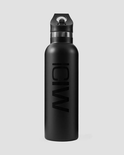 ICIW Stainless Steel Water Bottle Black w. Black logo 600ml