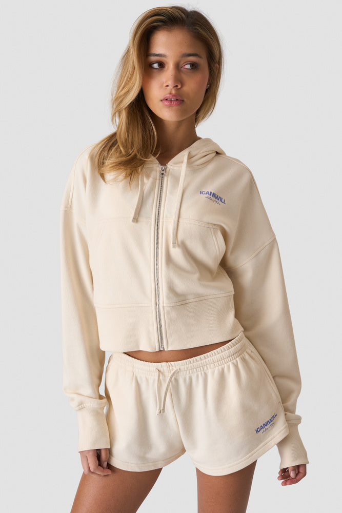 ICIW Everyday Terry Cropped Hoodie Cream