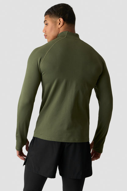 ICIW Essential 1/4 Zip Thermal Seamless Long Sleeve Dark Khaki Green