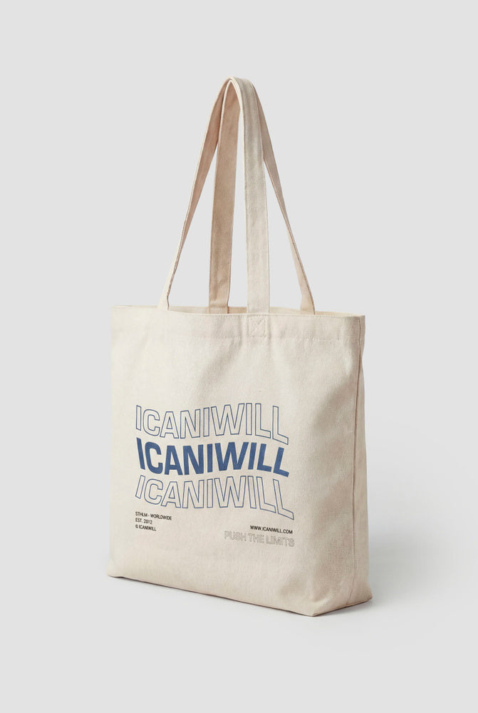 ICIW Cotton Tote Bag Print Light Beige – Tygkasse i ljusbeige