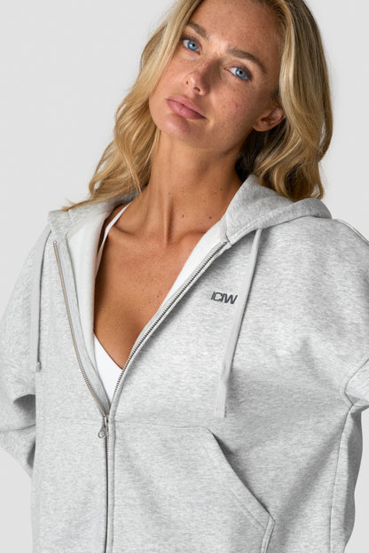 ICIW Everyday Boxy Zipper Hoodie W Light Grey Melange (13830069)