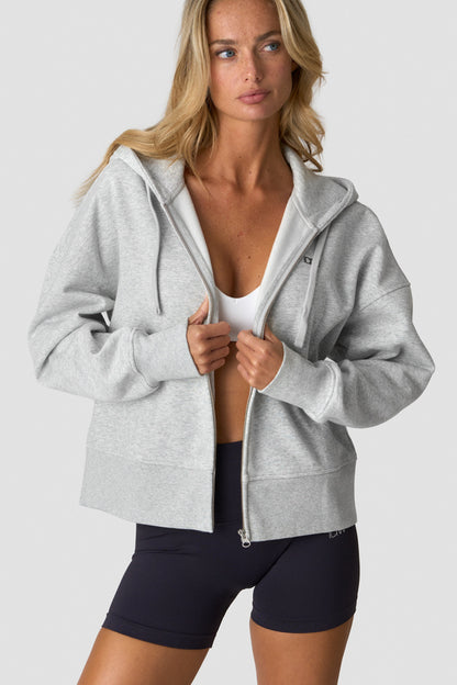 ICIW Everyday Boxy Zipper Hoodie W Light Grey Melange (13830069)