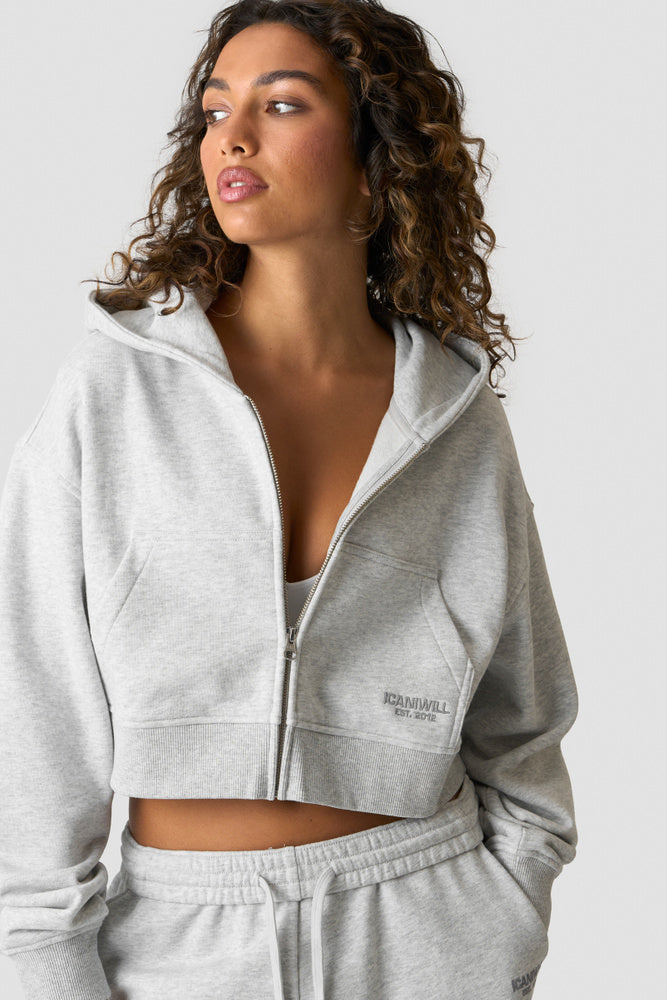 ICIW Essence Cropped Hoodie W Light Gray Melange