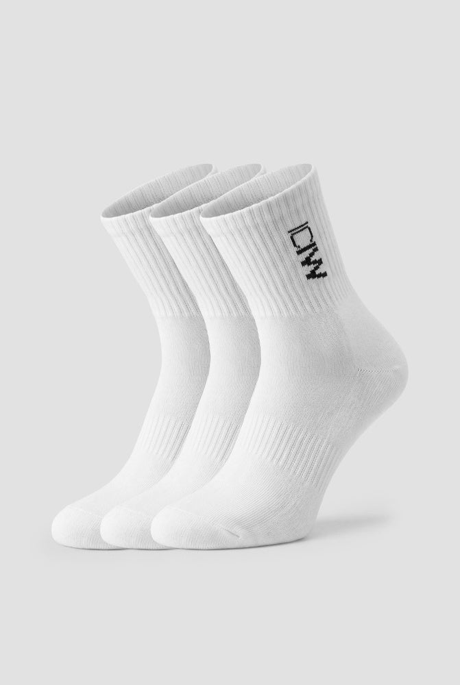 ICIW Training Mid Sock 3-Pack White – Träningsstrumpor i vitt, 3-pack