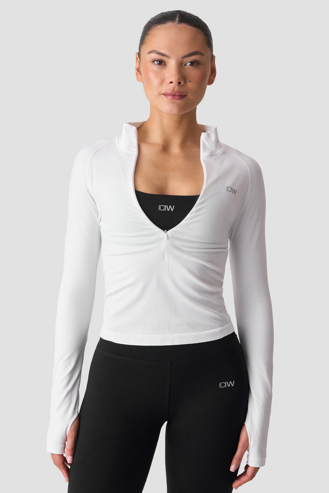 ICIW Smooth Seamless 1/2 Zip W white snow