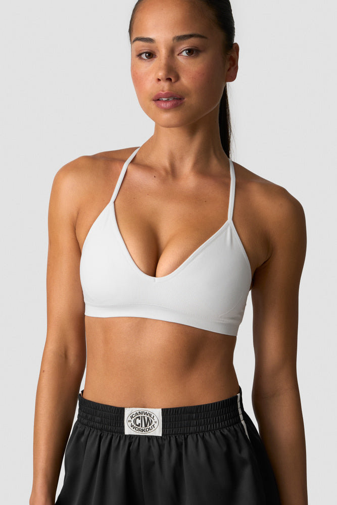 ICIW Smooth Seamless Strappy Sports Bra White Snow